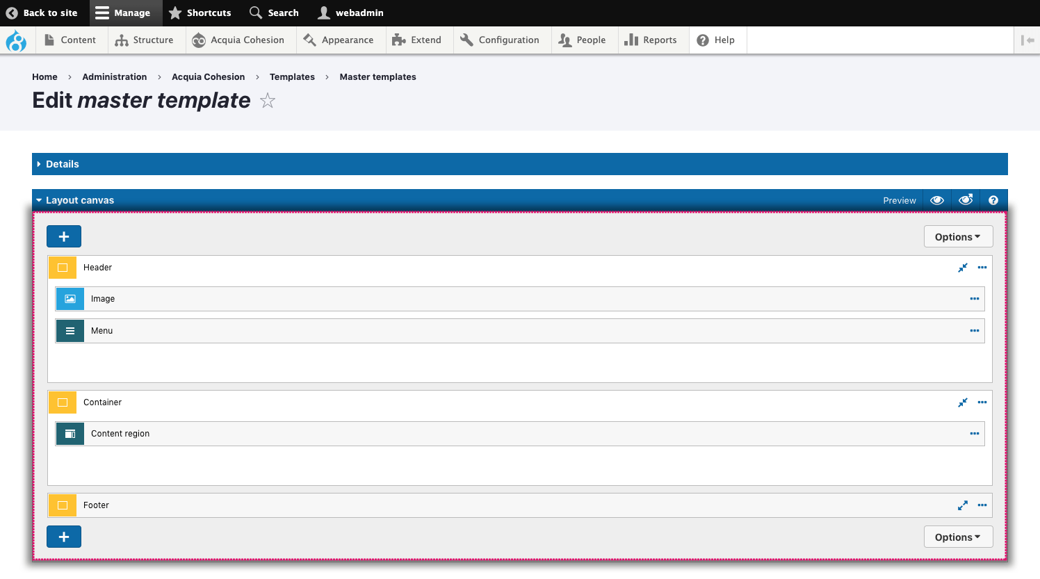 Creating master templates Acquia Cohesion Docs Creating master templates Acquia Cohesion Docs